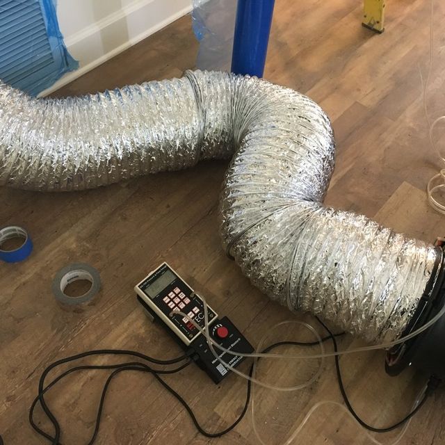 Duct leakage test in progress